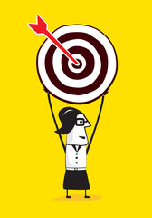 Businesswomen holding up a target