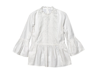 White blouse with sleeve on white background. Isolate