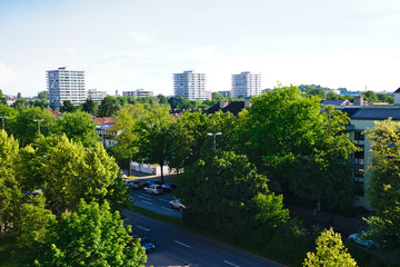 München Schwabing Leopoldstraße, Blick über die Dächer Richtung Petuelring