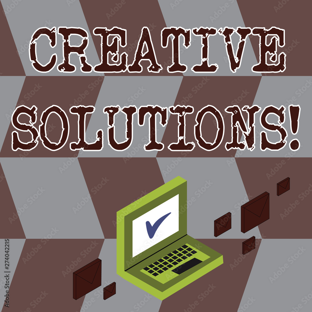Poster conceptual hand writing showing creative solutions. business photo showcasing mental process of crea