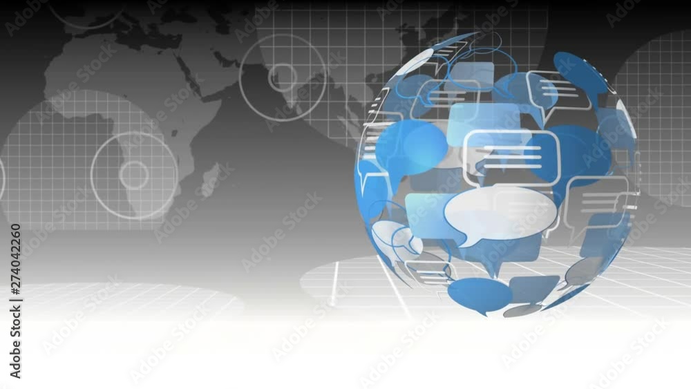 Poster message bubble icon and world map