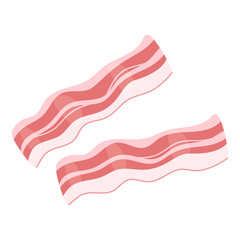 Raw bacon slices flat vector illustration