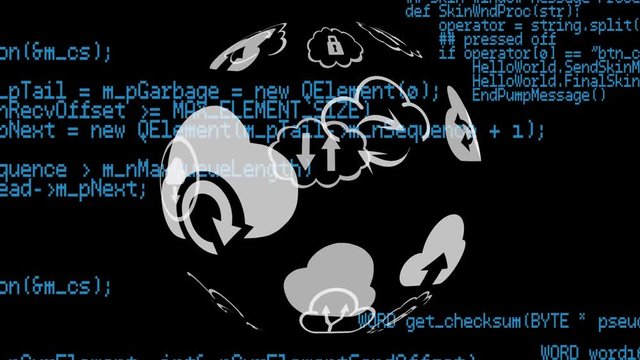 Different clouds icons and program codes
