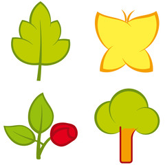Set of four nature icons in flat style.