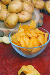Chips, sauce and potatoes