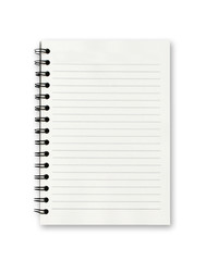 Blank notebook on white background