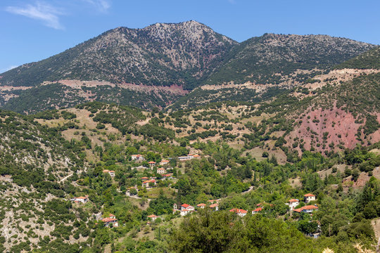 Mountain village from a height (Achaea, Greece, Peloponnese)