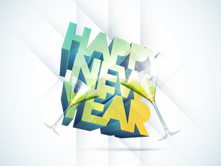 Poster or greeting card design for Happy New Year celebrations.