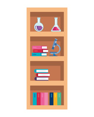school shelving wooden with supplies