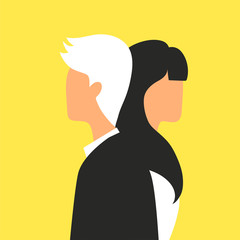 Design concept picture of white man and white woman. Can use for website and mobile website and application. Vector illustration with background.Flat style.