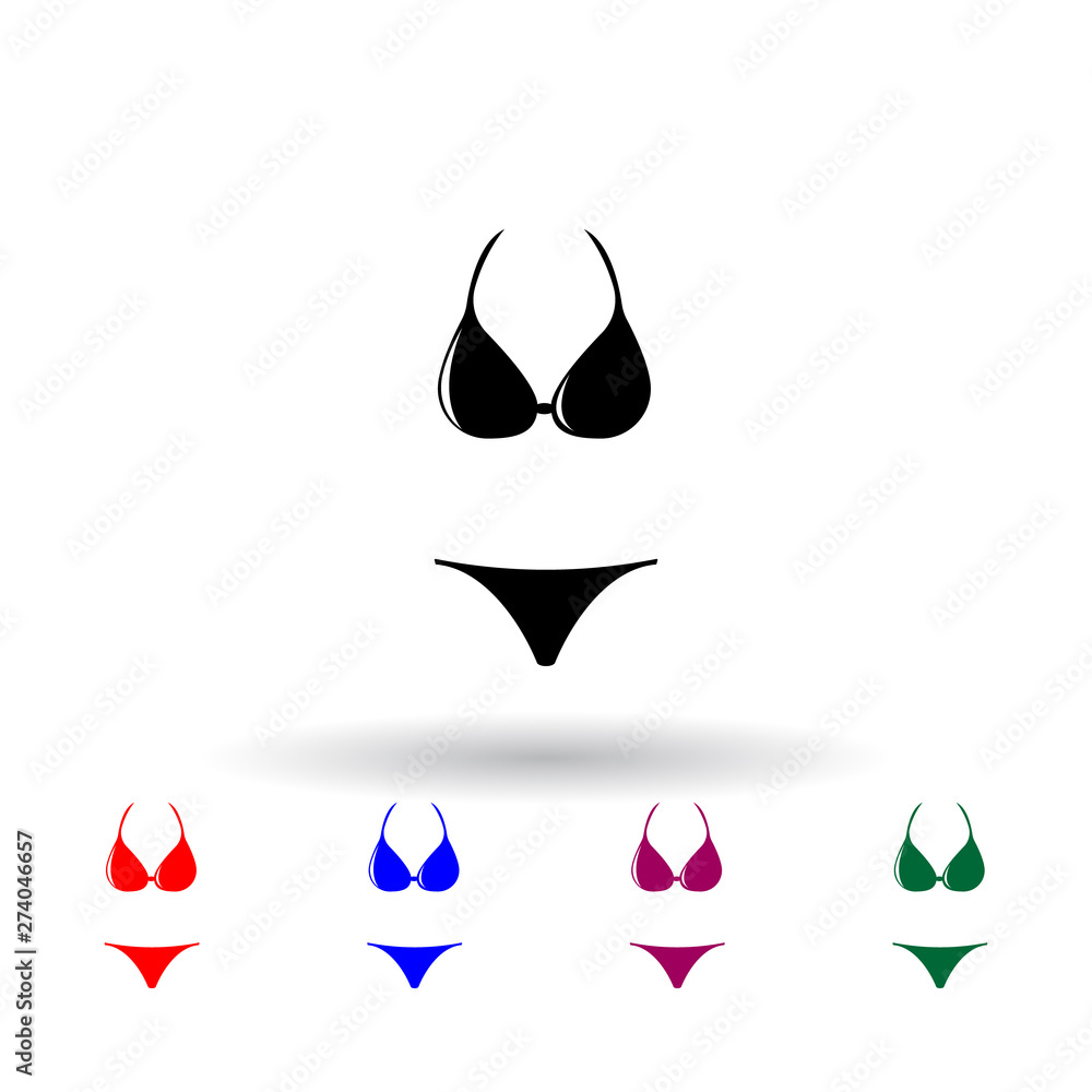 Poster swimsuit multi color icon. elements of beach holidays set. simple icon for websites, web design, mob