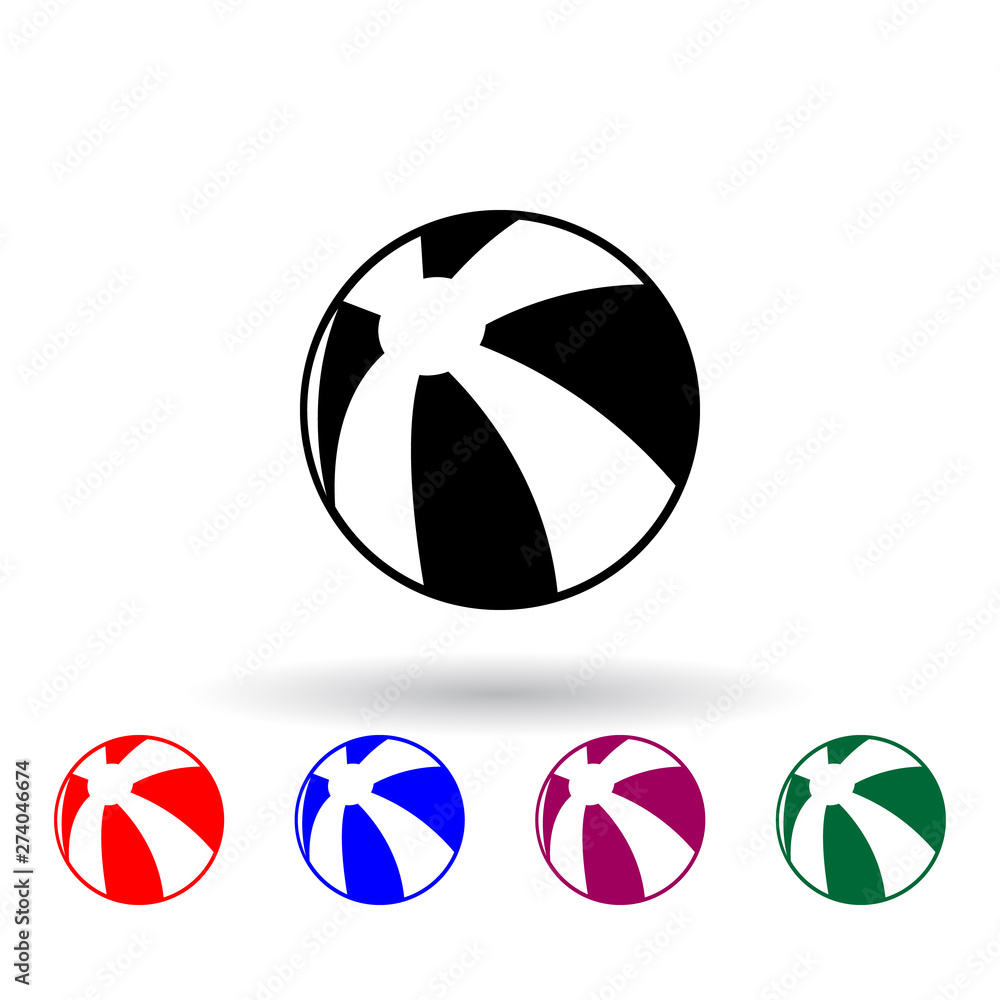 Poster beach ball multi color icon. elements of beach holidays set. simple icon for websites, web design, m