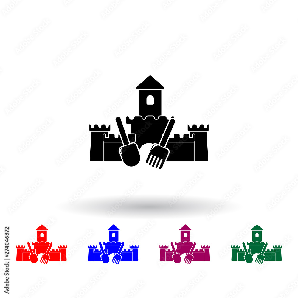 Poster sand castle multi color icon. elements of beach holidays set. simple icon for websites, web design, 