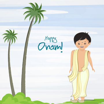Onam celebration with cute south indian boy.