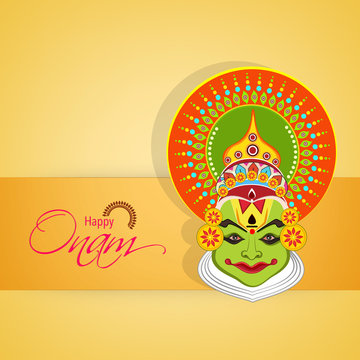 Happy onam celebration with kathakali face.