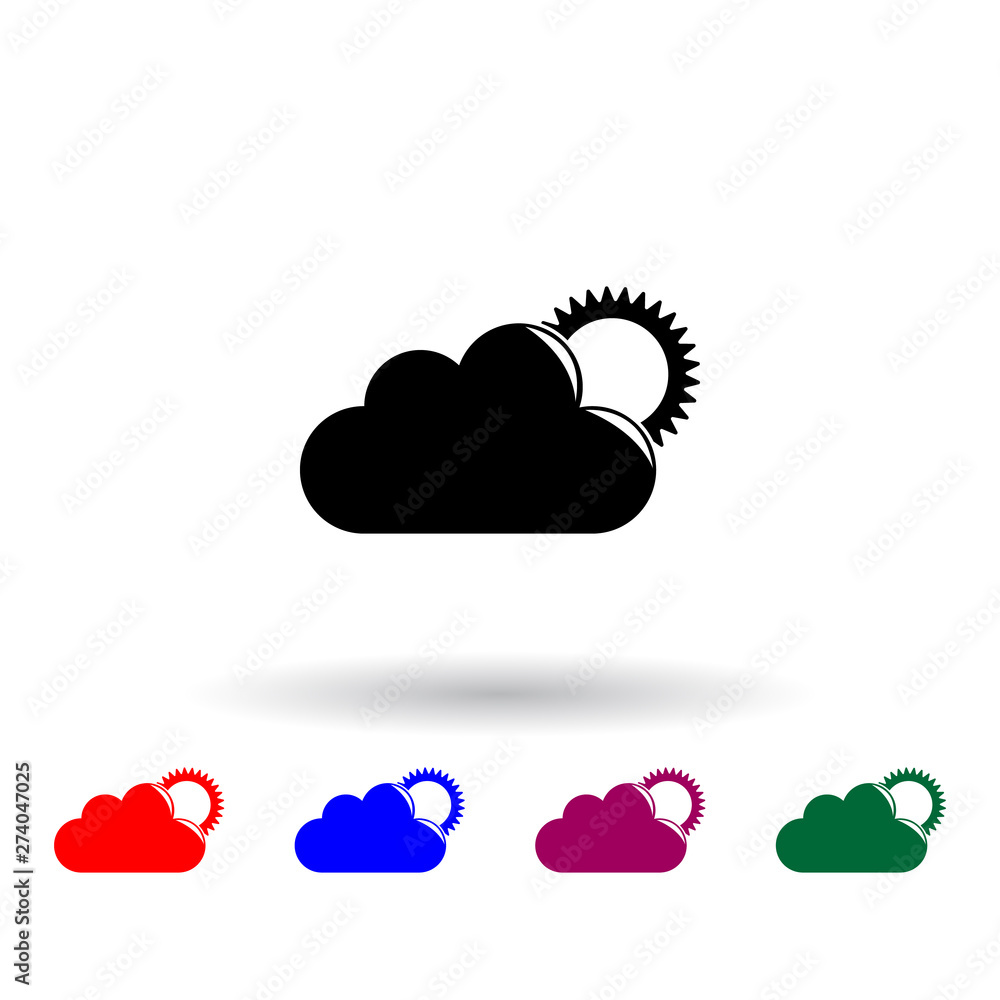 Aufkleber the sun behind the clouds multi color icon. elements of beach holidays set. simple icon for websites