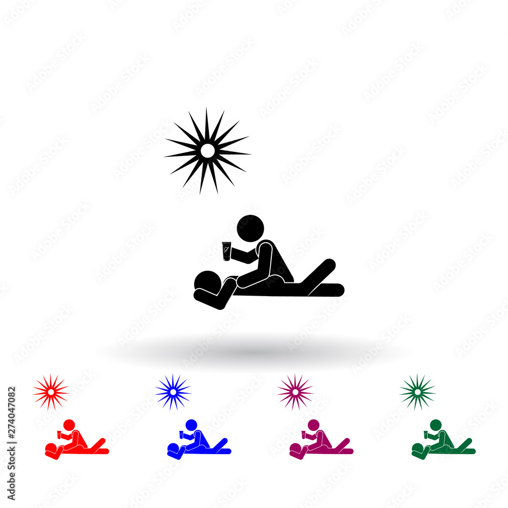 Poster apply sunblock multi color icon. elements of beach holidays set. simple icon for websites, web desig