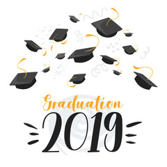 University 2019 class graduation flat vector poster template