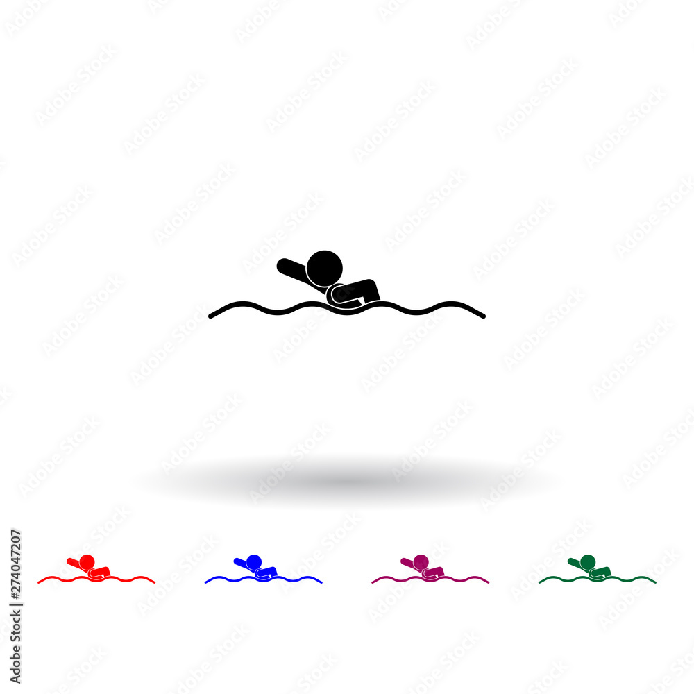 Poster swim in the sea multi color icon. elements of beach holidays set. simple icon for websites, web desi