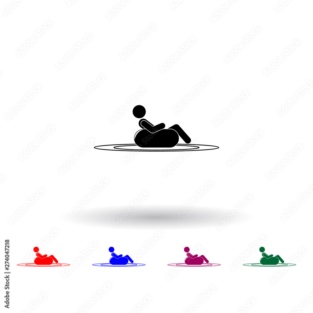 Poster lie on the inflatable circle multi color icon. elements of beach holidays set. simple icon for websi