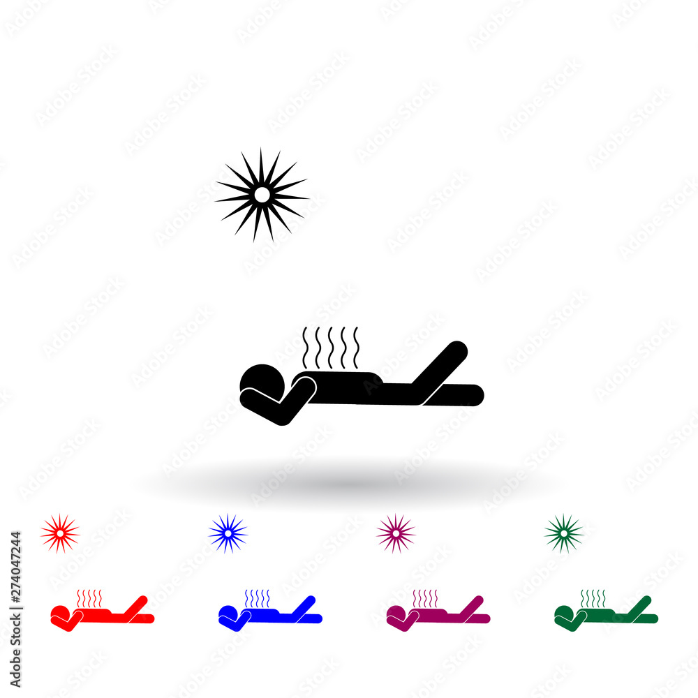 Aufkleber burn out of the sun multi color icon. elements of beach holidays set. simple icon for websites, web 