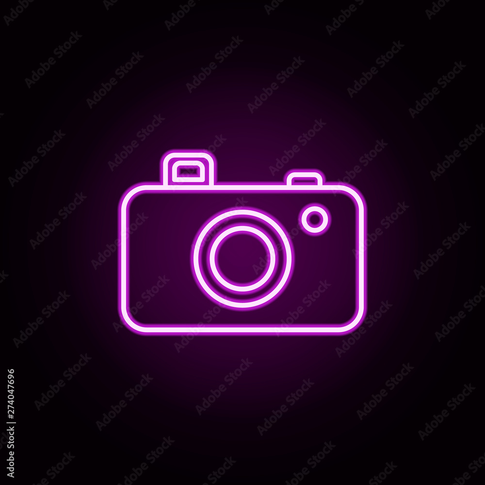 Poster camera neon icon. elements of camping set. simple icon for websites, web design, mobile app, info gr