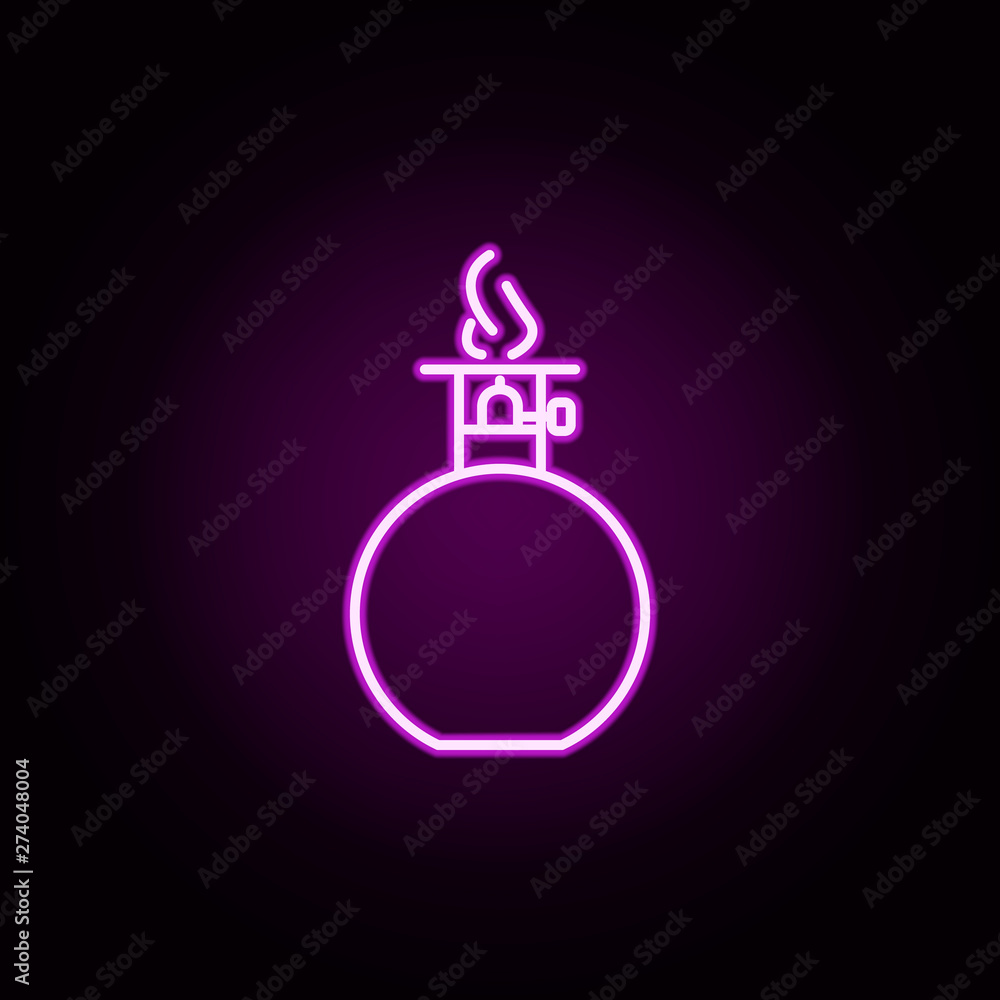 Poster picnic heater neon icon. elements of camping set. simple icon for websites, web design, mobile app, 