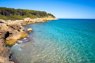 Fototapeta na wymiar Cala de roca Plana beach in Tarragona