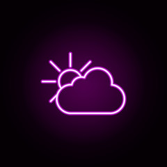 the sun behind the clouds neon icon. Elements of camping set. Simple icon for websites, web design, mobile app, info graphics