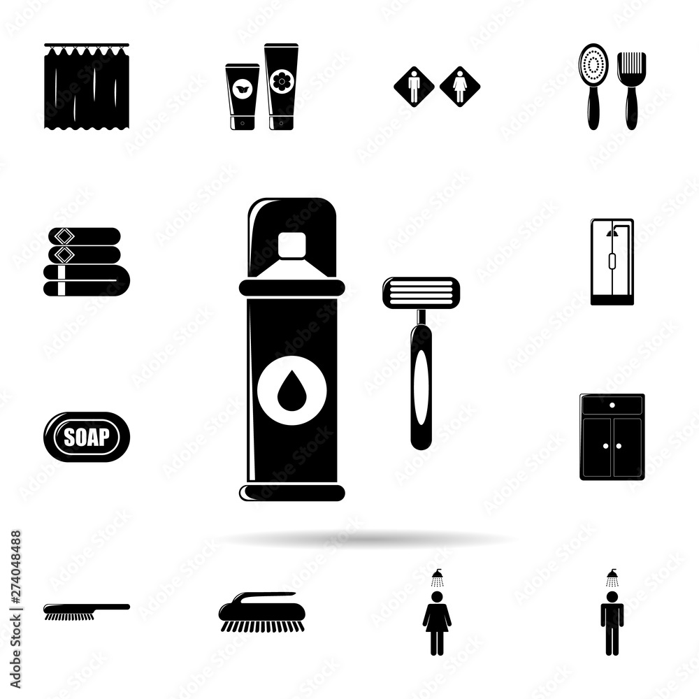 Poster razor and shaving foam icon. universal set of bathroom for website design and development, app devel