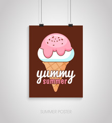Summer poster card. Yummy summer