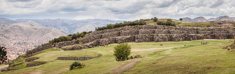 Inca ruins of Sacsayhuaman in the city of Cusco in Peru
