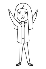 happy student girl comic character