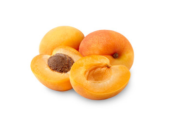 Group of Apricots on white background closeup
