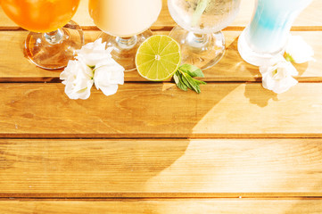 Sliced lemon flower mint and bright drinks