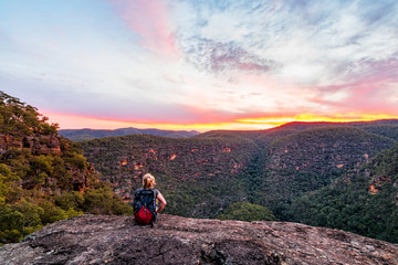 Fototapeta premium Woman in the mountain wilderness