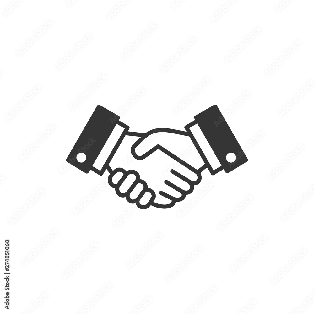 Fototapete handshake icon template black color editable. handshake symbol flat vector sign isolated on white ba