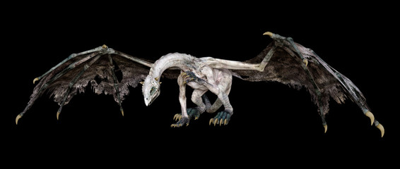 3D Rendering Fairy Tale Dragon on White