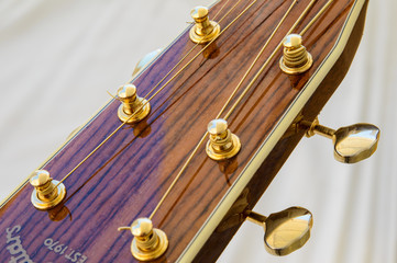 Acoustic Guitar detail - headstock and capstans - above side