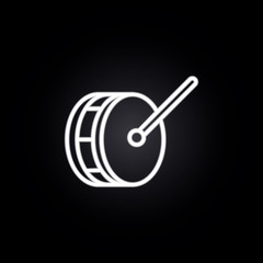 drums neon icon. Elements of carnival and amusement set. Simple icon for websites, web design, mobile app, info graphics