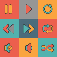 Concept of media web icons.