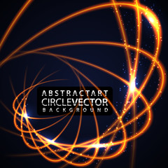 Vector light effect. The object s light stroke. Circular lens flare. Abstract rotational lines. Power energy element. Luminous sci-fi. Shining neon lights cosmic abstract frame. Magic round frame.