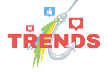 Trends catching web banner template with typography