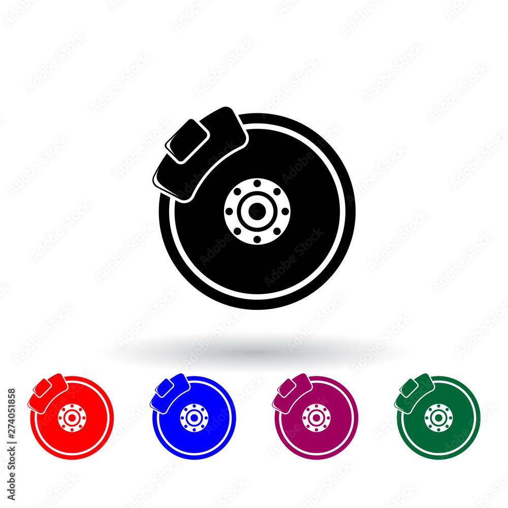 Poster car reference disk multi color icon. elements of cars service and repair parts set. simple icon for 