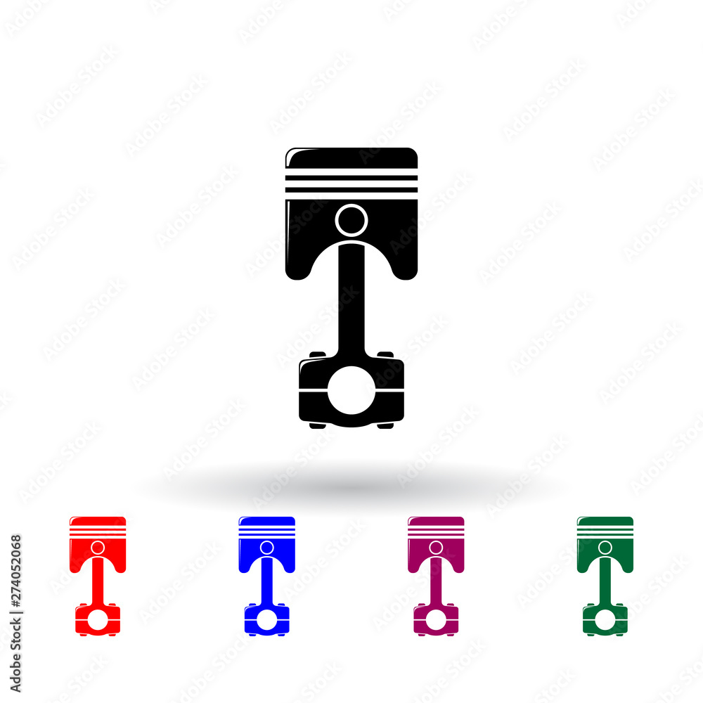 Poster engine piston multi color icon. elements of cars service and repair parts set. simple icon for websi