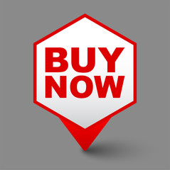 red vector banner buy now