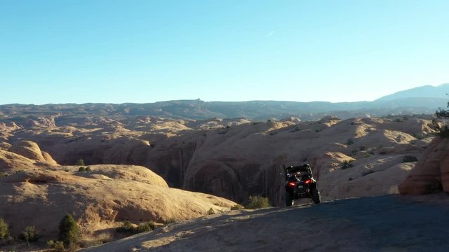 Aerial adventure dune buggy exploring mountains in Utah on vacation out west