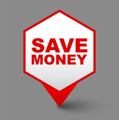 red vector banner save money