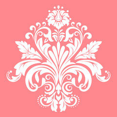 Damask graphic ornament. Floral design element. Pink vector pattern