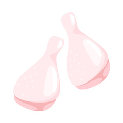 Raw chicken legs flat vector illustration